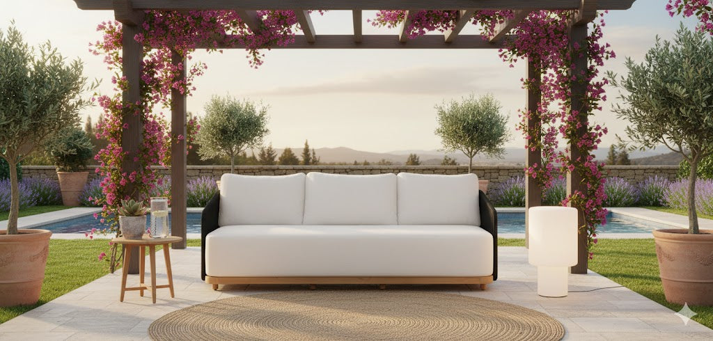 Crafters and Weavers Alpine Teak Outdoor Sofa - Black Rope