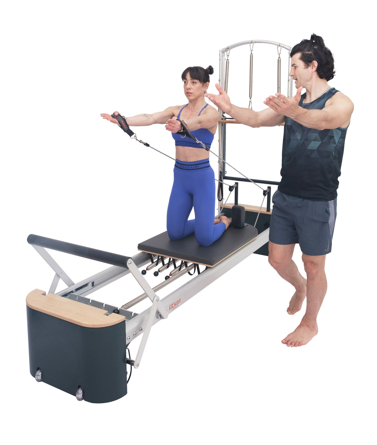 Fitkon™ Pro Plus Pilates Reformer with Tower - 98.5 x 27 x 76 inch