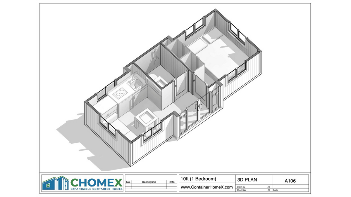J. Carter Pod – 10ft Expandable Modular Home | 1 Bedroom Tiny Home | Portable Prefab Unit