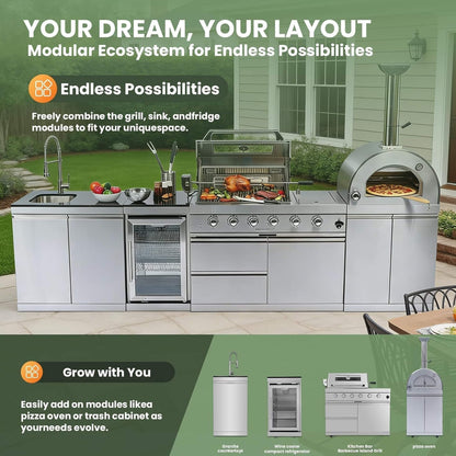 SAK55768 4-Burner Outdoor Kitchen Island - 125 Inch