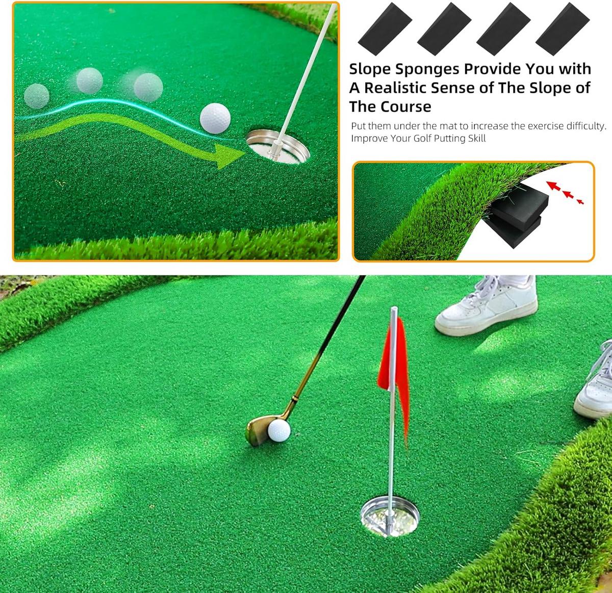 Yunic Style A Putting Green with Slope - 8 x 16 or 10 x 16 ft
