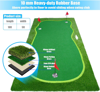 Yunic US Map Putting Green with Slope - 8 x 16 or 10 x 16 ft