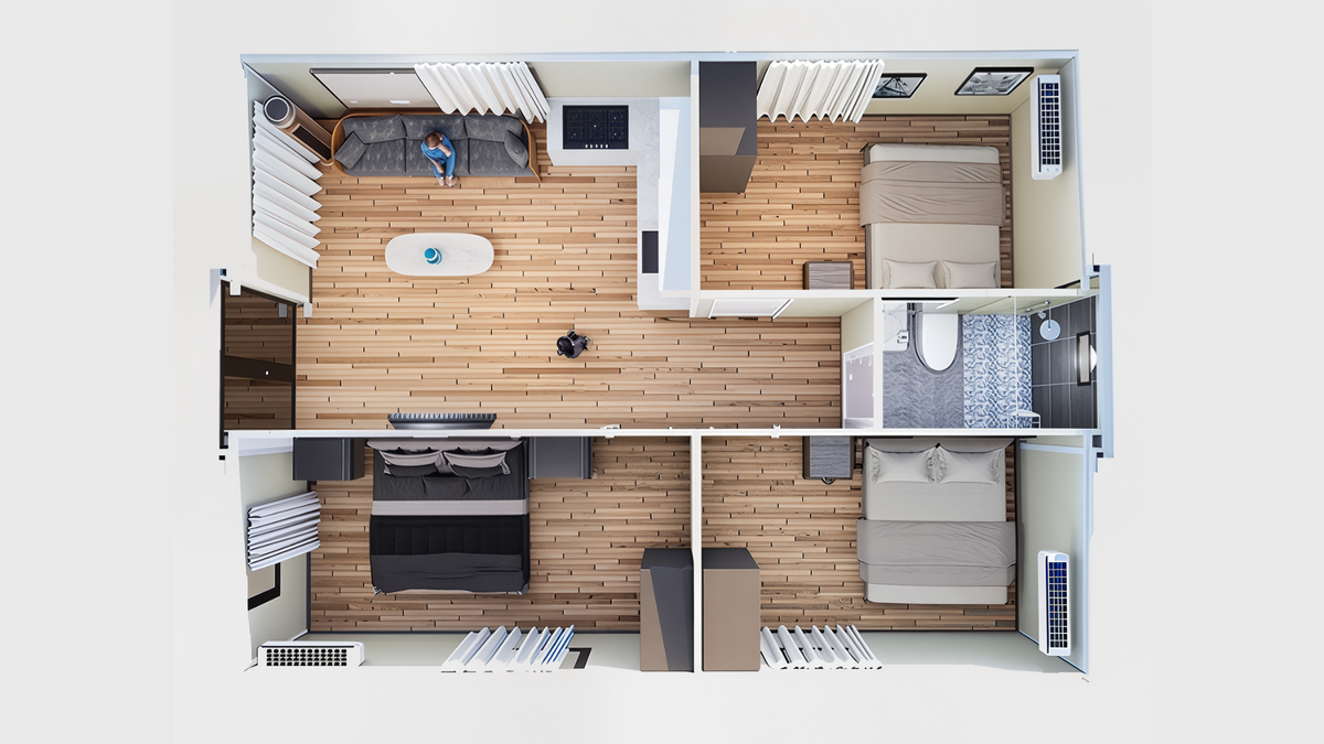 Haven Nest – 30' Expandable Container Home | 2 Bedrooms | Full Bath, Kitchen, Living Room | 585 SF Modular Tiny Home