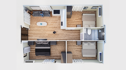 Haven Nest – 30' Expandable Container Home | 2 Bedrooms | Full Bath, Kitchen, Living Room | 585 SF Modular Tiny Home