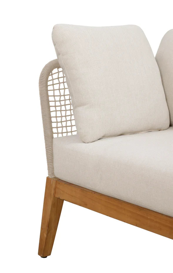 Crafters and Weavers Cypress Teak Outdoor Sofa Set - Beige Rope