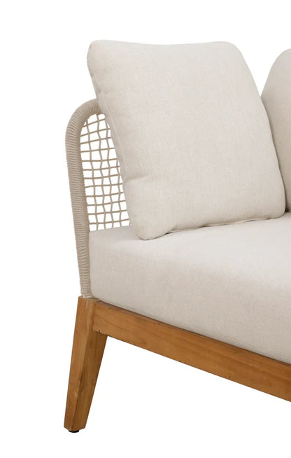 Crafters and Weavers Cypress Teak Outdoor Sofa Set - Beige Rope