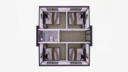 Duo Mod – 20' Hunting Cabin Tiny Home | 2 Bedroom | Full Bath, Kitchen, Dinette & Living Room | 385 SF Tiny Home Rustic Camouflage Design Perfect for Outdoor Enthusiasts