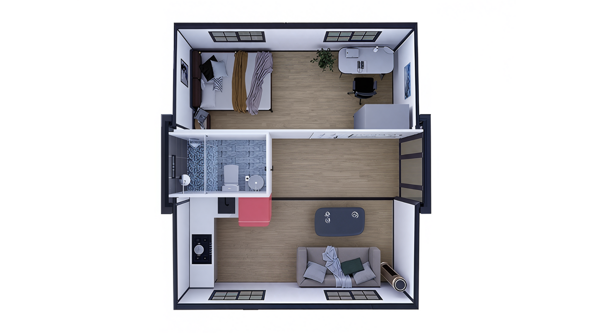 Duo Mod – 20' Expandable Container Home | 1 Bedroom | Full Bath, Kitchen, Dinette & Living Room | 385 SF Tiny Home