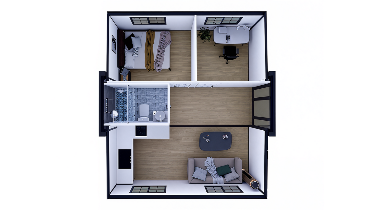 Duo Mod – 20' Hunting Cabin Tiny Home | 2 Bedroom | Full Bath, Kitchen, Dinette & Living Room | 385 SF Tiny Home Rustic Camouflage Design Perfect for Outdoor Enthusiasts