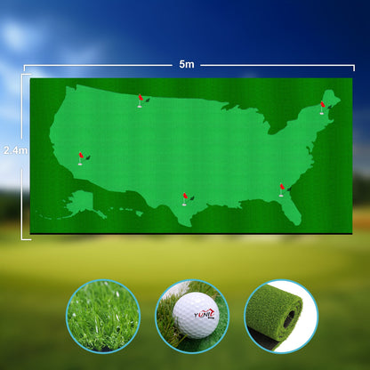 Yunic US Map Putting Green with Slope - 8 x 16 or 10 x 16 ft