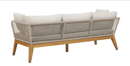 Crafters and Weavers Cypress Teak Outdoor Sofa Set - Beige Rope