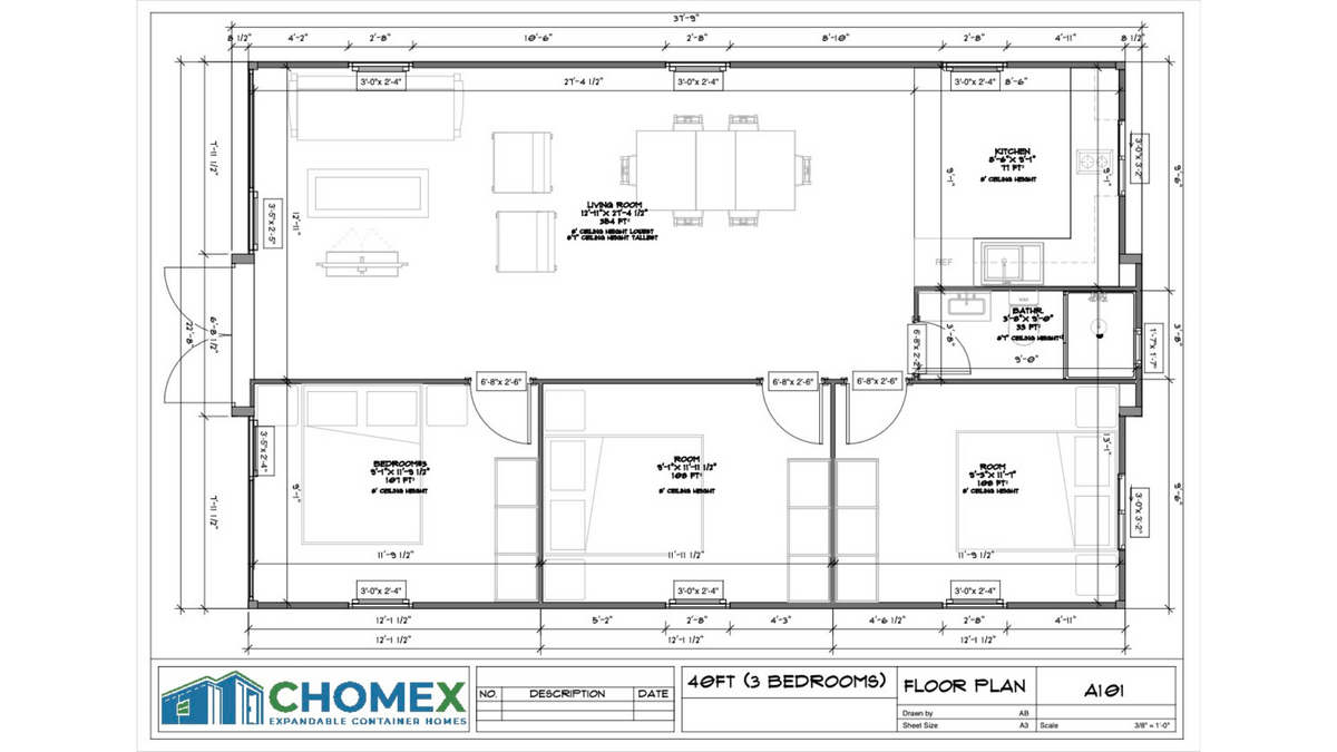 Vista Bode – 40' Expandable Container Home | 3 Bedrooms | Full Bath, Kitchen, Spacious Living Room | High Roof Modular Home (775 SF)