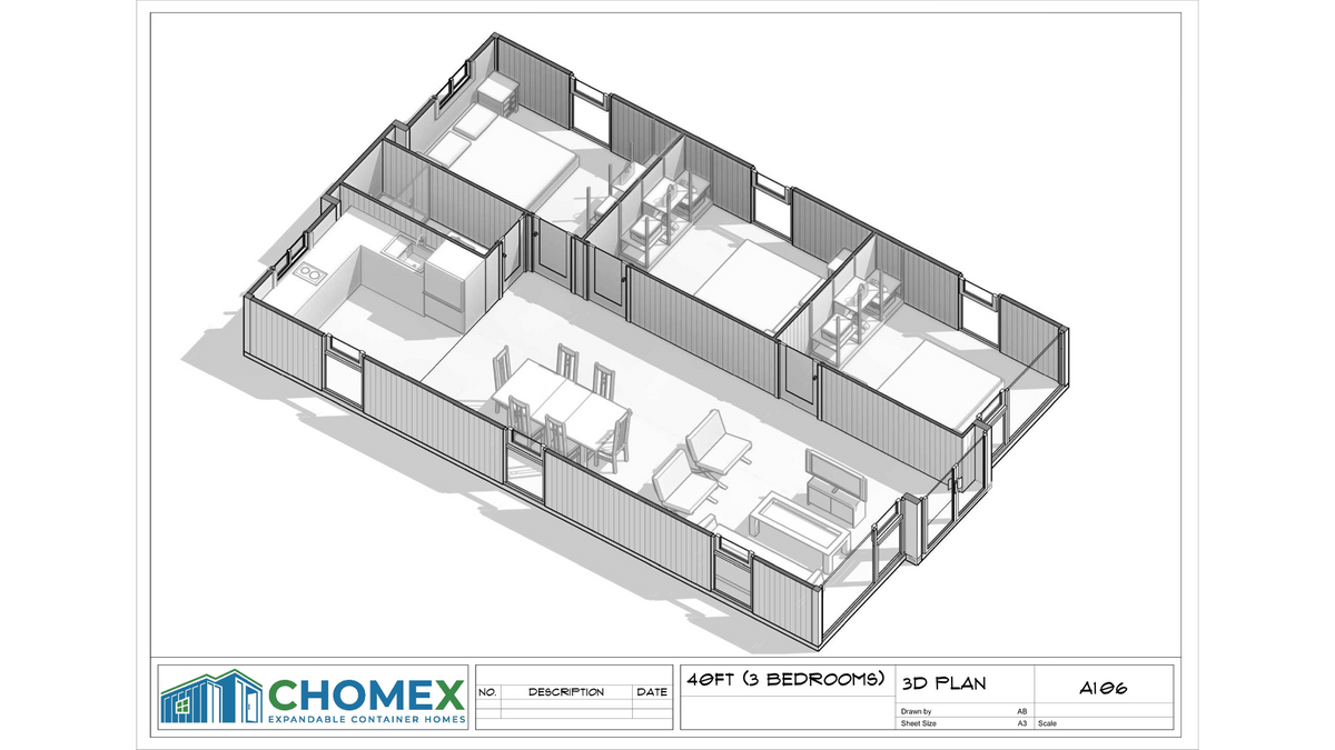 Vista Bode – 40' Expandable Container Home | 3 Bedrooms | Full Bath, Kitchen, Living Room (775 SF)
