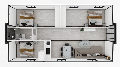 Vista Bode – 40' Expandable Container Home | 3 Bedrooms | Full Bath, Kitchen, Spacious Living Room | High Roof Modular Home (775 SF)