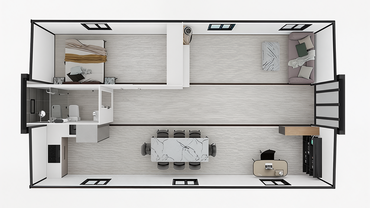 Vista Bode – 40' Expandable Flat Container Home | 2 Bedrooms | Full Bath, Kitchen, Living Room | 775 SF Modular Tiny Home