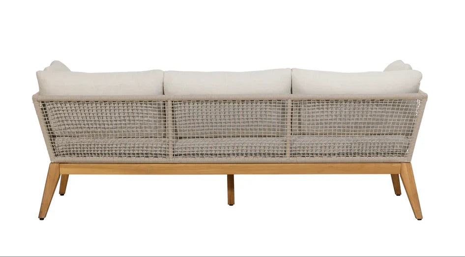 Crafters and Weavers Cypress Teak Outdoor Sofa Set - Beige Rope