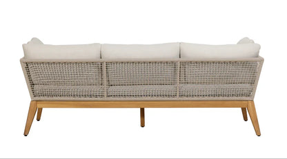 Crafters and Weavers Cypress Teak Outdoor Sofa Set - Beige Rope