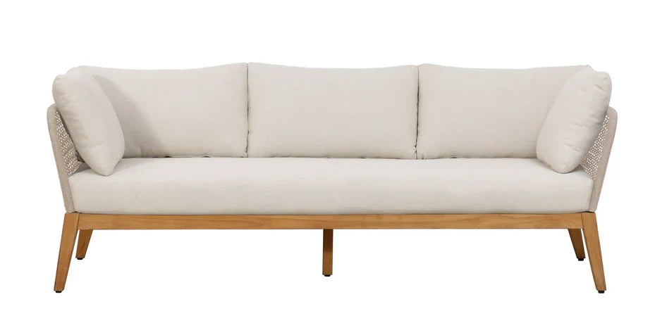 Crafters and Weavers Cypress Teak Outdoor Sofa Set - Beige Rope