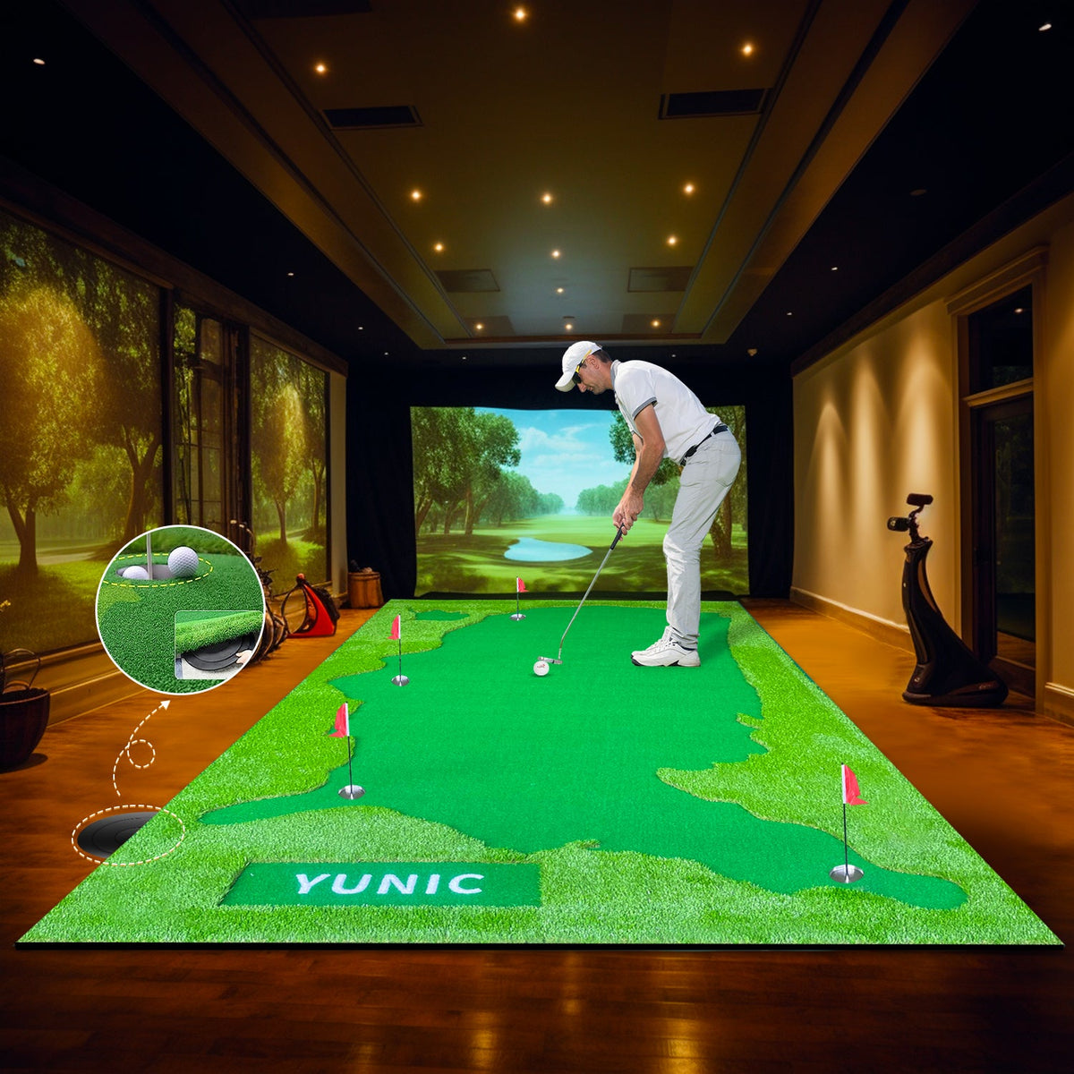Yunic US Map Putting Green with Slope - 8 x 16 or 10 x 16 ft