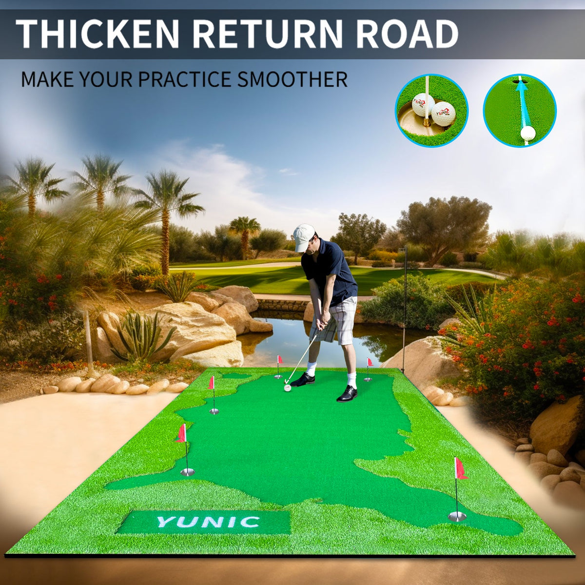 Yunic US Map Putting Green with Slope - 8 x 16 or 10 x 16 ft