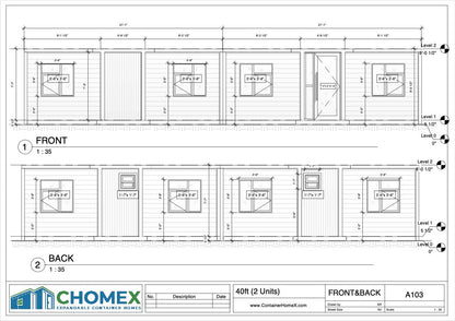 40' Double Expandable Modular Office Complex | 6 Private Offices, Reception, Kitchen & 2 Bathrooms | 1550 SF