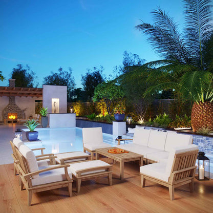 Modway Marina Teak Outdoor Seating Set - 10-Piece