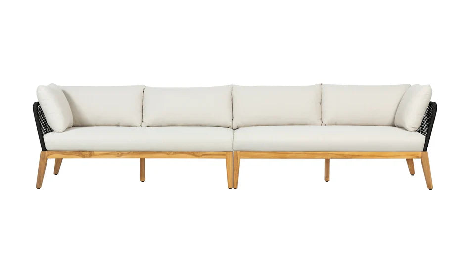 Crafters and Weavers Cypress Teak Outdoor Sofa Set - Black Rope