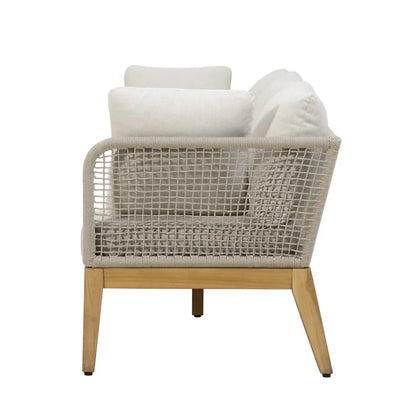 Crafters and Weavers Cypress Teak Outdoor Sofa Set - Beige Rope