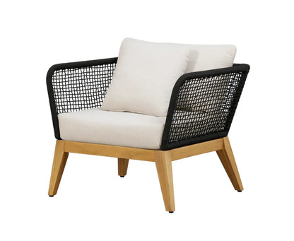 Crafters and Weavers Cypress Teak Outdoor Sofa Set - Black Rope