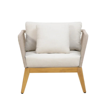 Crafters and Weavers Cypress Teak Outdoor Sofa Set - Beige Rope