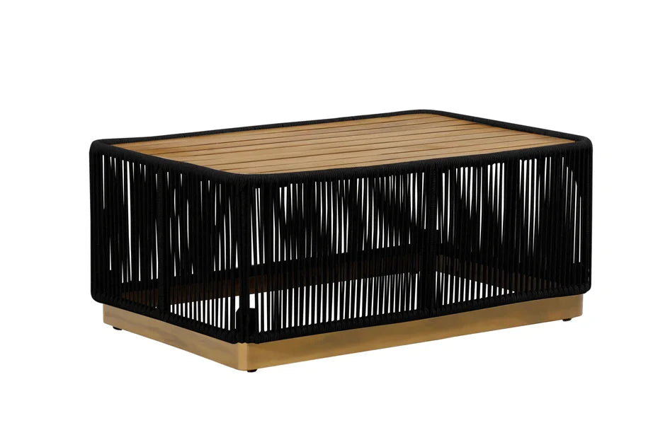 Crafters and Weavers Cypress Teak Outdoor Sofa Set - Black Rope