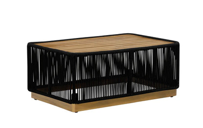 Crafters and Weavers Cypress Teak Outdoor Sofa Set - Black Rope