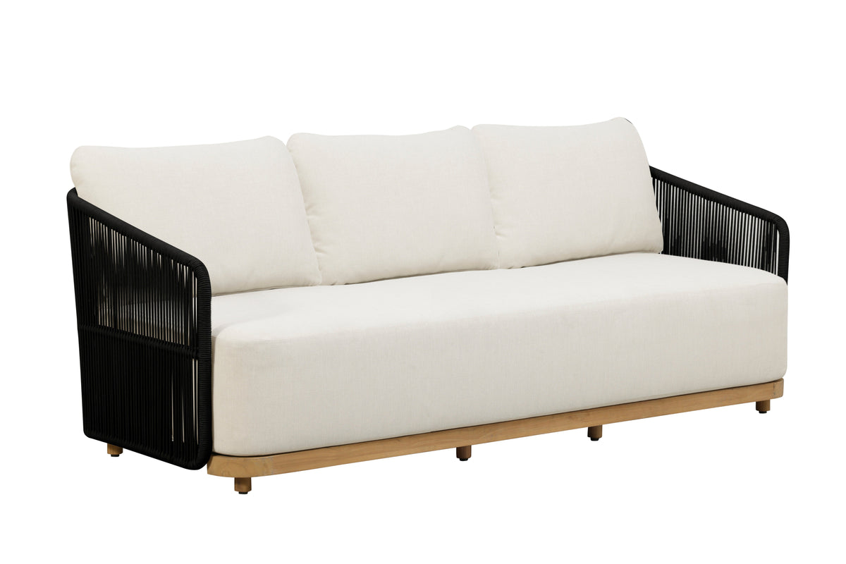 Crafters and Weavers Alpine Teak Outdoor Sofa - Black Rope