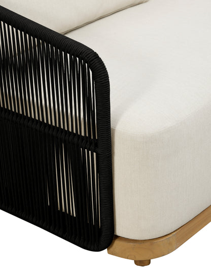 Crafters and Weavers Alpine Teak Outdoor Sofa - Black Rope