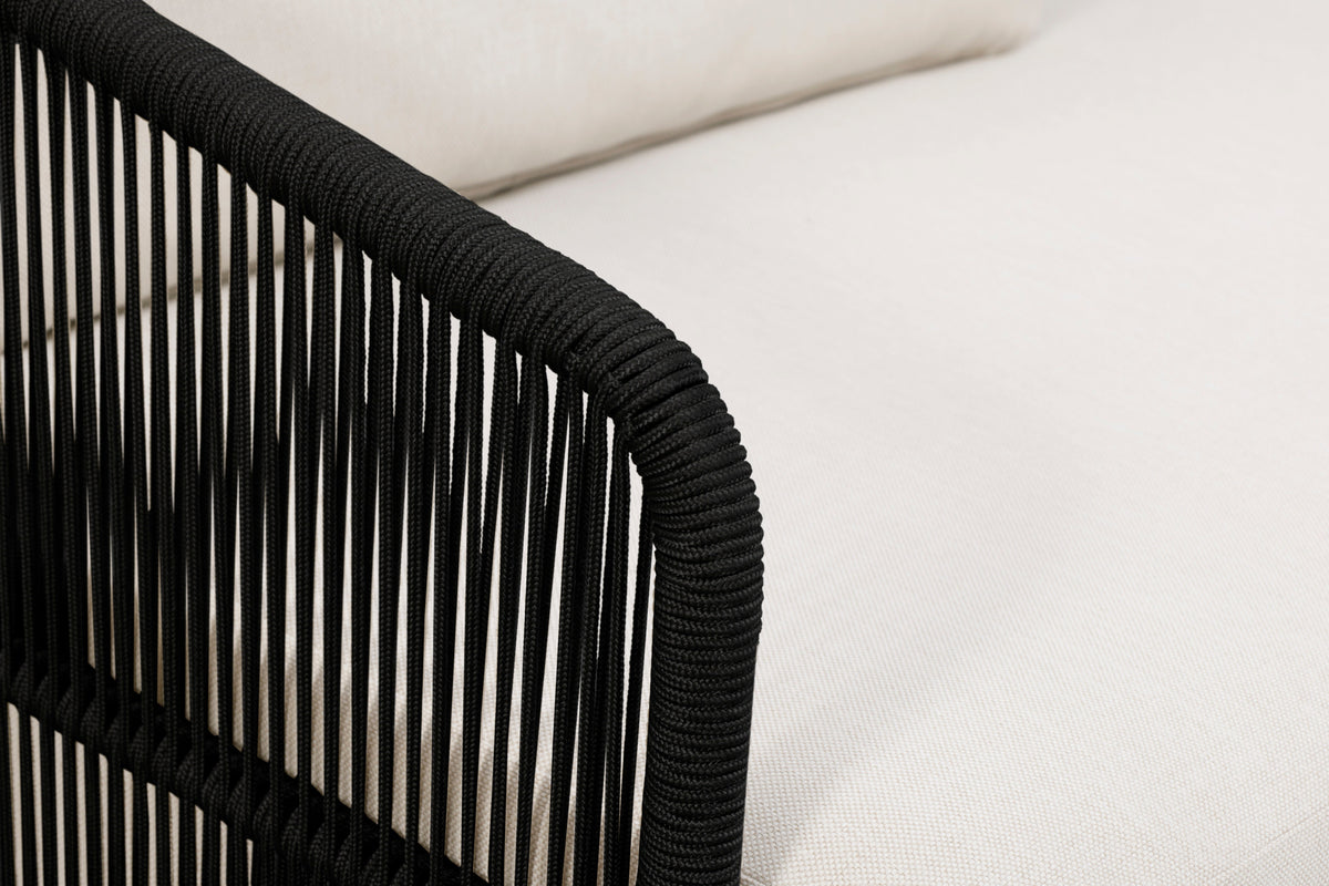 Crafters and Weavers Alpine Teak Outdoor Sofa - Black Rope