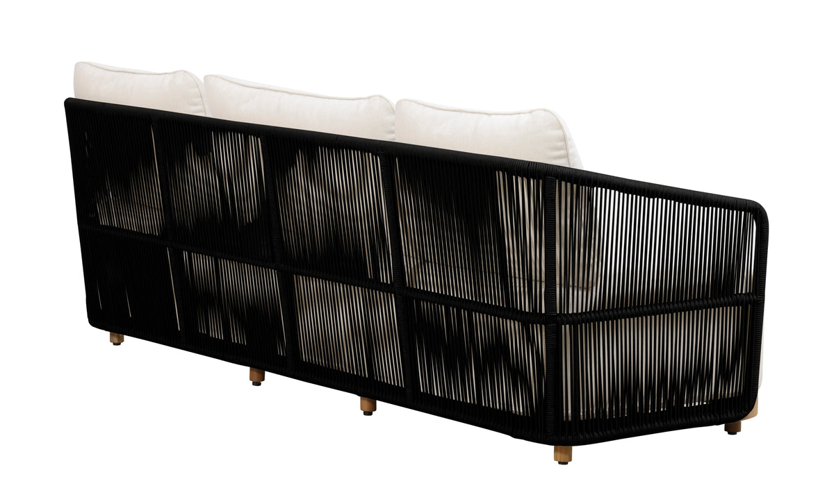 Crafters and Weavers Alpine Teak Outdoor Sofa - Black Rope