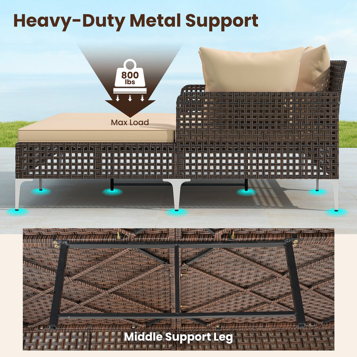 Outdoor Rattan Double Daybed - 2-Person