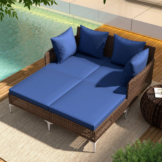 Outdoor Rattan Double Daybed - 2-Person