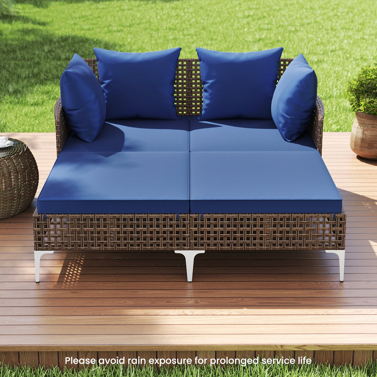 Outdoor Rattan Double Daybed - 2-Person
