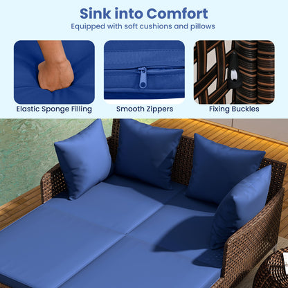 Outdoor Rattan Double Daybed - 2-Person
