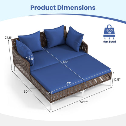 Outdoor Rattan Double Daybed - 2-Person