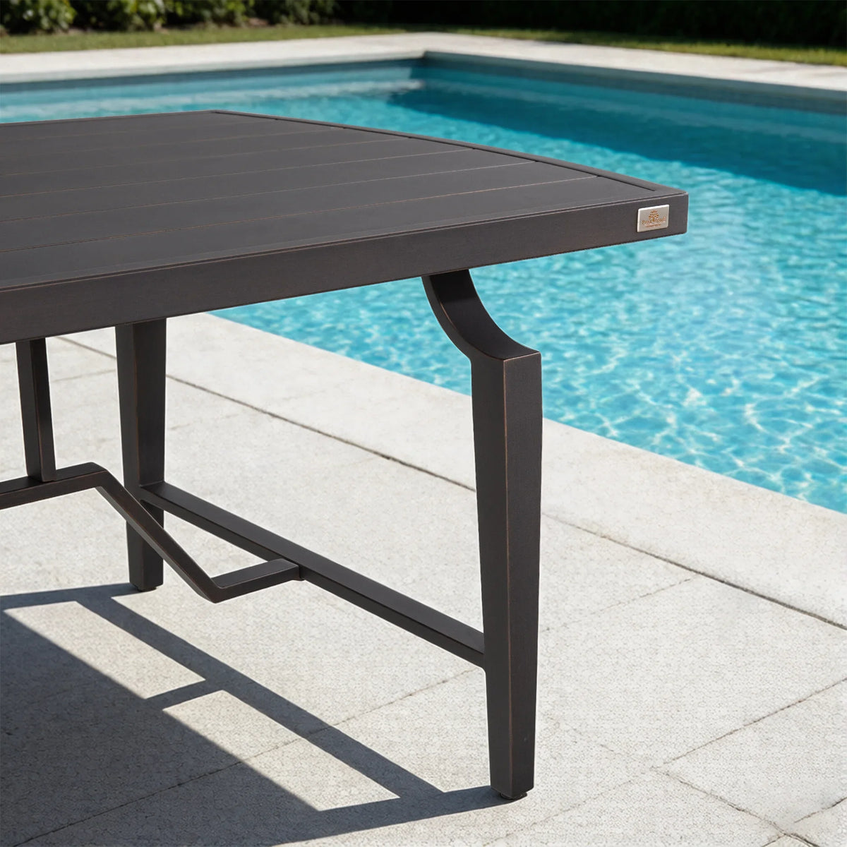 Tamarin Aluminum Patio Rectangular Dining Table and 6 Dining Armchairs