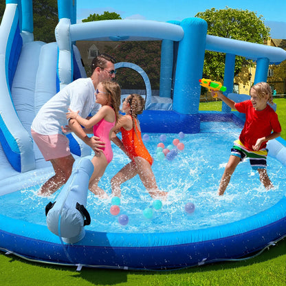 Vancen Inflatable Bounce House with Double Slides - 14 x 13.83 ft