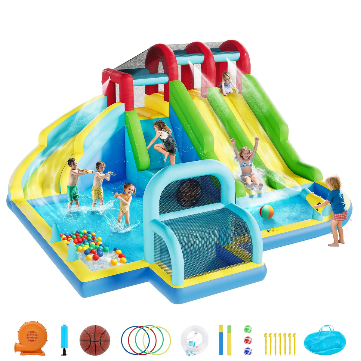 HiMISS Inflatable Bounce House with Water Slides - 14.4 x 12.8 ft