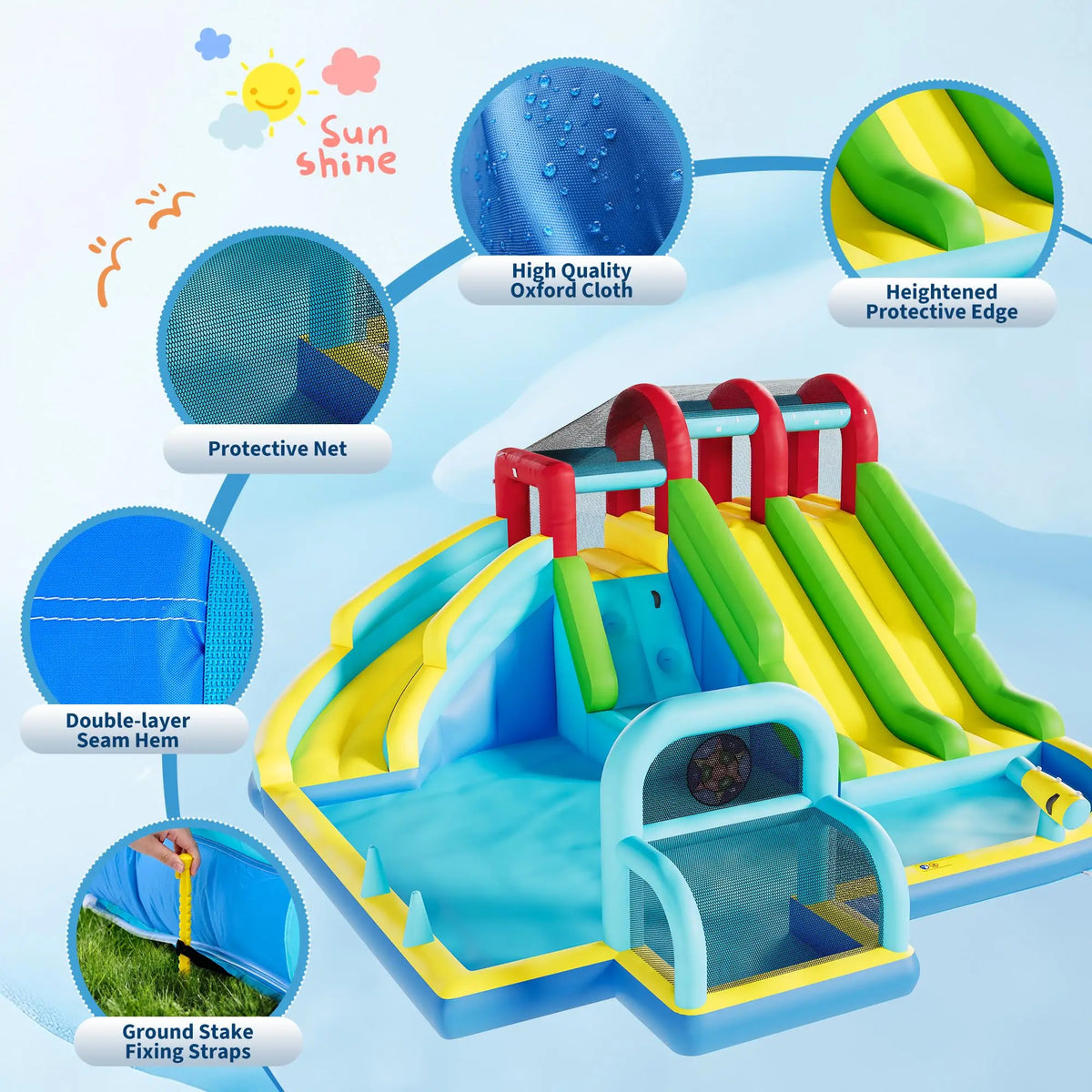 HiMISS Inflatable Bounce House with Water Slides - 14.4 x 12.8 ft