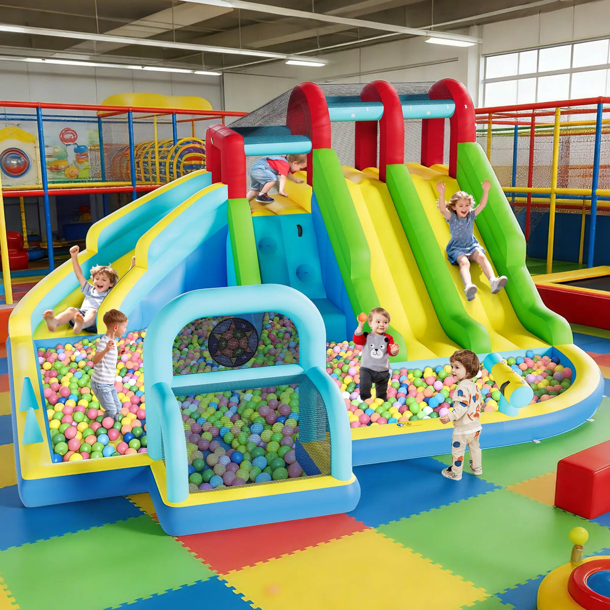 HiMISS Inflatable Bounce House with Water Slides - 14.4 x 12.8 ft
