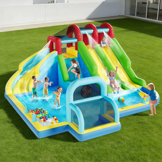 HiMISS Inflatable Bounce House with Water Slides - 14.4 x 12.8 ft