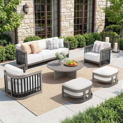 Sereno 6-Pieces Modern Outdoor Sectional Seating Set with Ottoman