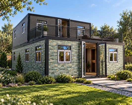 Grand Duo – 40' + 20' Two-Story Expandable Container Home | 4 Bedrooms | 2 Full Baths | Kitchen, Living, & Rooftop Terrace | ~1,250 SF