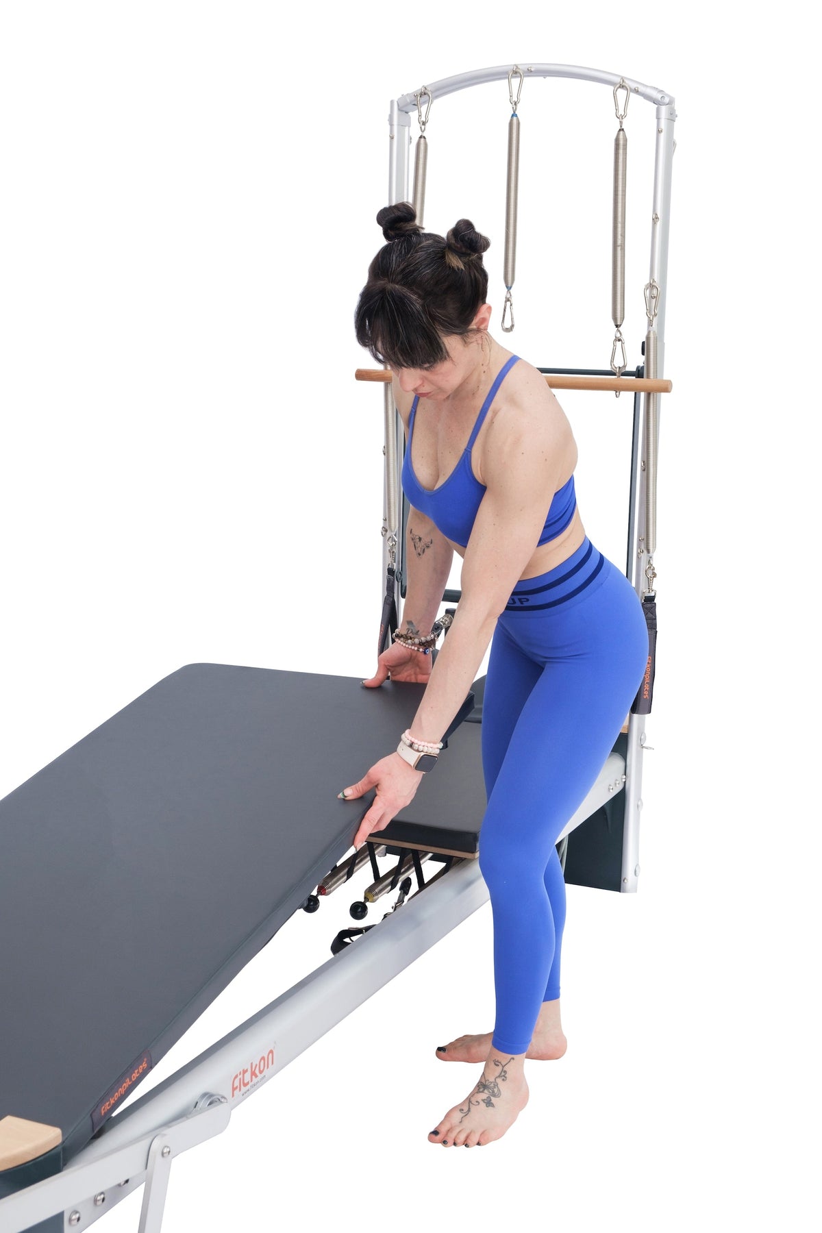 Fitkon™ Pro Plus Pilates Reformer with Tower - 98.5 x 27 x 76 inch